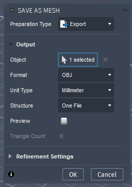 Fusion 360 export dialog